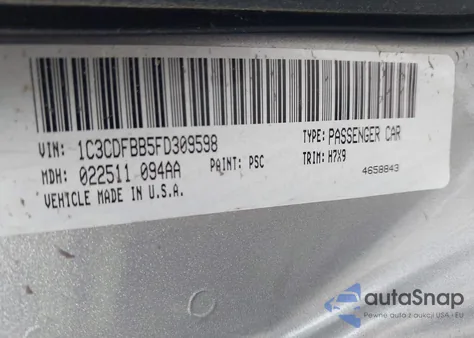 2015 Dodge Dart Sxt из США, поврежденный, VIN 1C3CDFBB5FD309598